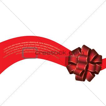Greeting card template with ribbon and bow