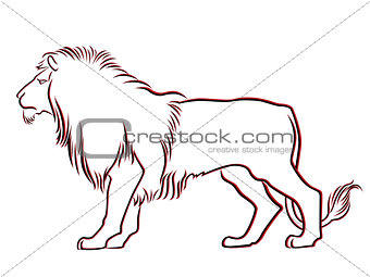Black and red graceful Lion contour