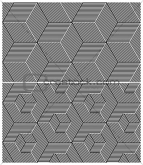 Set of Two B&W Seamless Patterns. Cubic Elements