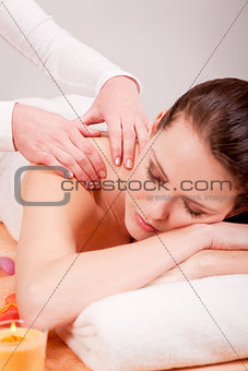 young attractive woman doing wellness spa