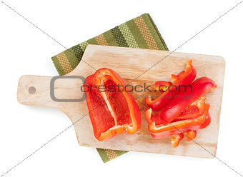 Red bell pepper on cuting board