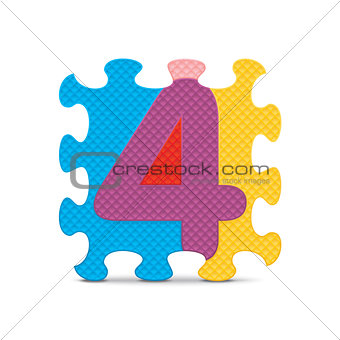 Vector number 4 written with alphabet puzzle