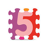Vector number 5 written with alphabet puzzle