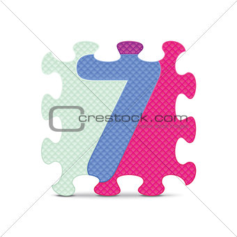 Vector number 7 written with alphabet puzzle