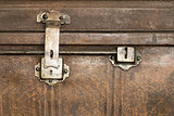 Lock of an old metal casket close up