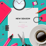 New season invitation template with office supplies