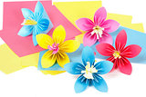 Paper colored flowers on the paper