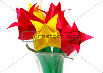 Paper tulips in vase