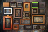 grunge wall full of old frames
