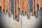 grungy planks montage on concrete