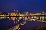 Portland Waterfront Skyline at Blue Hour