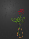 Stylized red rose in a vase over grey