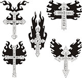 Crosses with flames