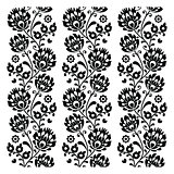 Seamless traditional folk polish pattern in black - seamless embroidery stripes