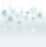 Christmas background with blue snowflakes and place for your tex