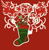 Christmas stocking with many graphic elements 