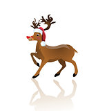 Cartoon reindeer on white background - vector illustration. 
