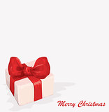 Vector gift box with red ribbon and bow 