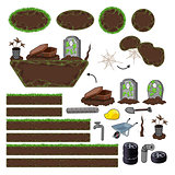Set of game elements. Platforms and objects