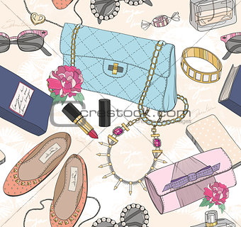 Cute seamless fashion pattern for girls or woman