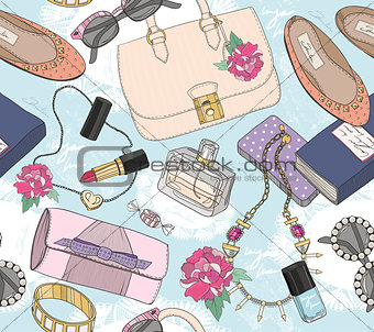 Cute seamless fashion pattern for girls or woman