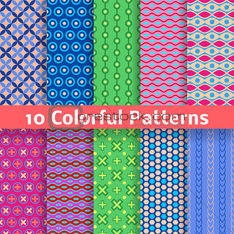 Colorful vector seamless patterns (tiling)