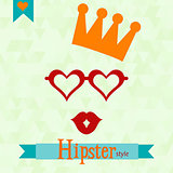 Hipster greeting card, vector