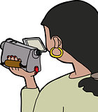 Woman Using Camcorder
