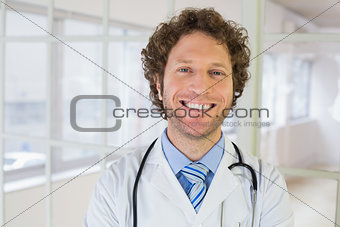 Closeup portrait of a male doctor in hospital