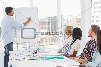 Man presenting an idea to his co workers