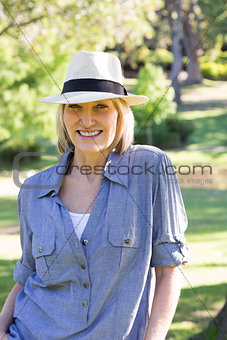 Smiling woman in park