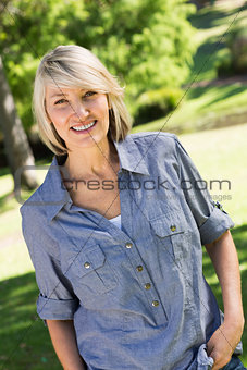 Beautiful woman smiling in park