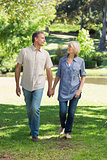 Romantic couple walking in park