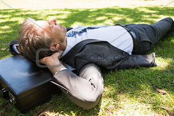 Businessman resting in park