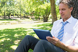 Mature businessman using digital tablet