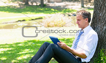 Mature businessman using tablet computer