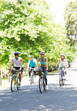 Cyclists riding bicycles
