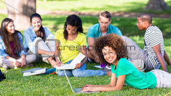 Group of students studying on campus