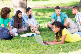 University students studying on campus