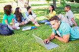 Students studying at campus