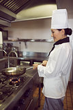 Female cook preparing food in kitchen