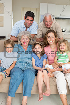 Happy multigeneration family at home