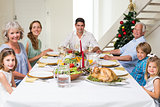 Family having Christmas meal together