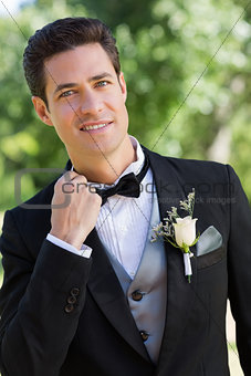 Portrait of nervous bridegroom