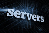 Servers against futuristic black and blue background
