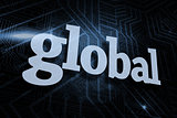 Global against futuristic black and blue background