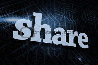 Share against futuristic black and blue background