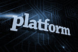 Platform against futuristic black and blue background