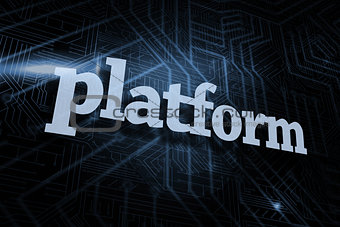 Platform against futuristic black and blue background