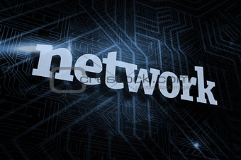 Network against futuristic black and blue background